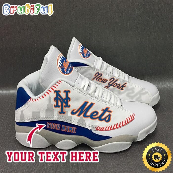 MLB New York Mets Custom Name Air Jordan 13 Shoes V3