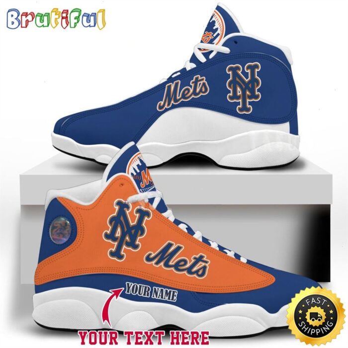 MLB New York Mets Custom Name Air Jordan 13 Shoes V6