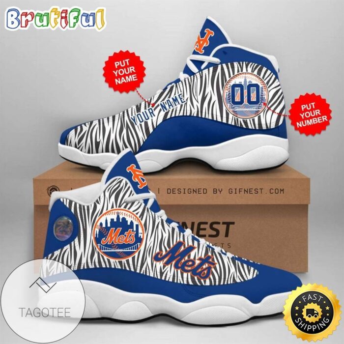 MLB New York Mets Custom Name Number Air Jordan 13 Shoes V9