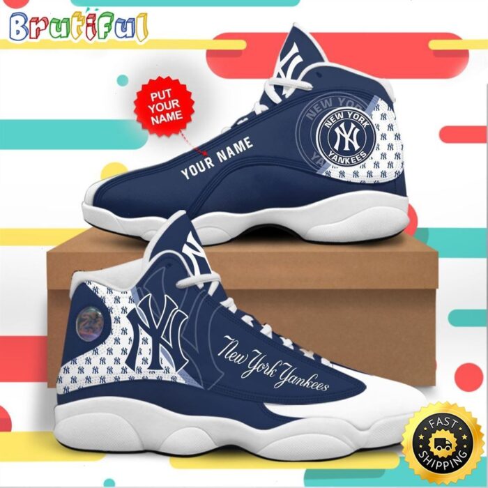 MLB New York Yankees Custom Name Air Jordan 13 Shoes V10