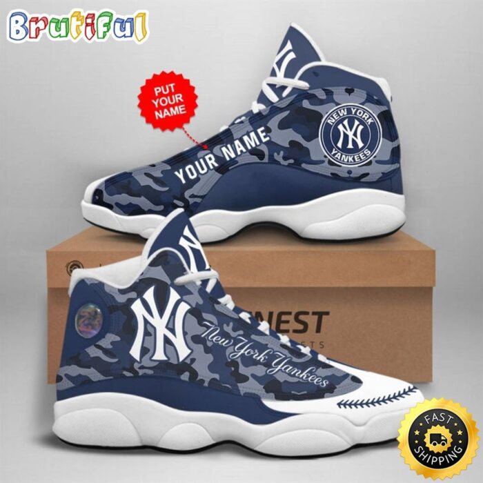 MLB New York Yankees Custom Name Air Jordan 13 Shoes V16