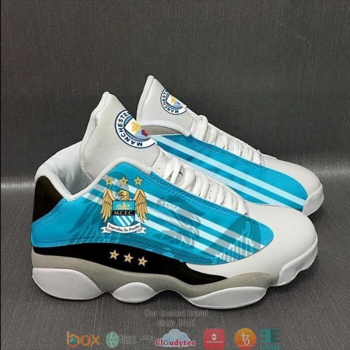 Manchester City Football Teams Big Logo Air Jordan 13 Sneaker Shoes