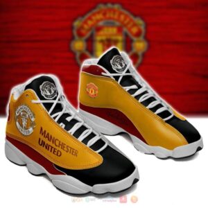 Manchester United Logo Yellow Black Air Jordan 13 Shoes