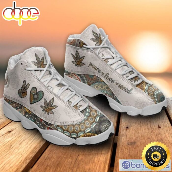 Mandala PEACE LOVE Weed Air Jordan 13 Sneakers Shoes For Fans XIII Shoes