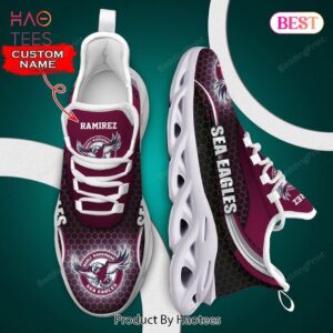 Manly Warringah Sea Eagles NRL Custom Name Red Color Max Soul Shoes