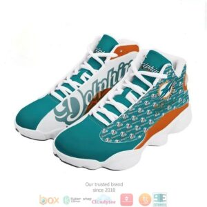 Miami Dolphins Football Nfl Big Logo Air Jordan 13 Sneaker Shoes