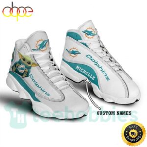 Miami Dolphins Grogu Baby Yoda Custom Name Air Jordan 13 Unisex Shoes