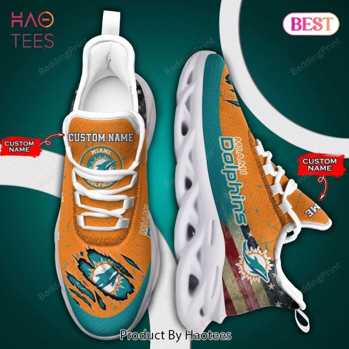 Miami Dolphins NFL Personalized Blue Mix Orange Max Soul Shoes