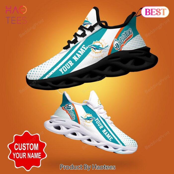 Miami Dolphins NFL White Mix Blue Max Soul Shoes