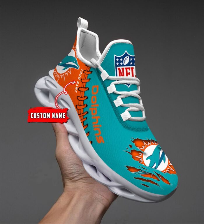 Miami Dolphins Personalized NFL Max Soul Shoes