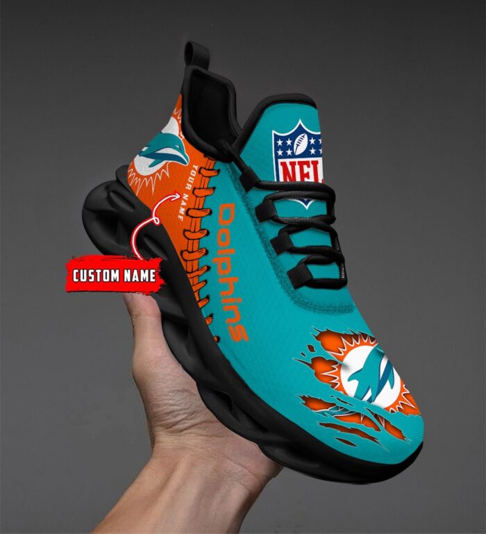 Miami Dolphins Personalized NFL Max Soul Shoes