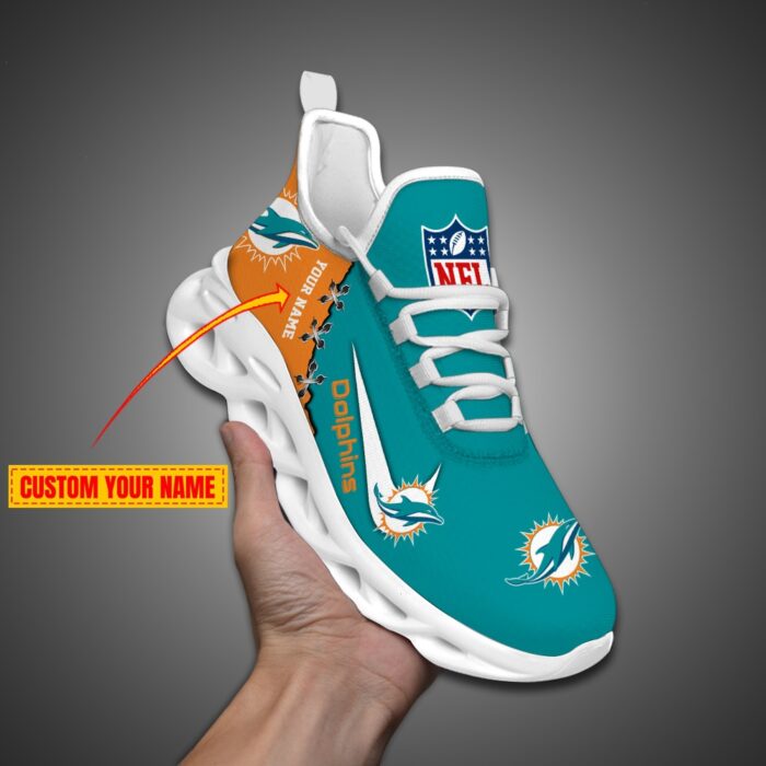 Miami Dolphins Personalized NFL Max Soul Shoes for NFL Fan