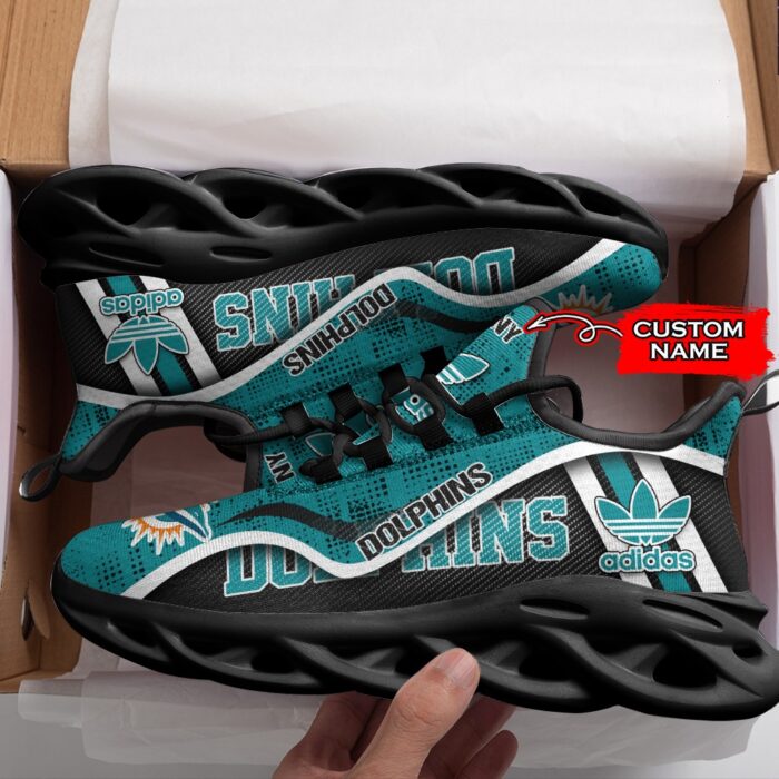 Miami Dolphins Personalized NFL Max Soul Sneaker Adidas Ver 1