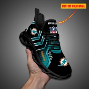 Miami Dolphins Personalized NFL Metal Style Design Max Soul Shoes