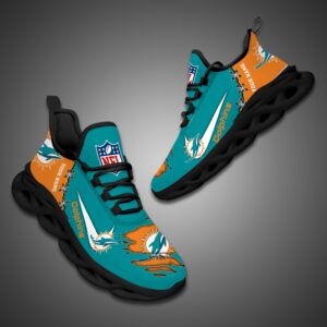 Miami Dolphins Personalized Ripped Design NFL Max Soul Shoes