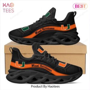 Miami Hurricanes NCAA Black Mix Orange Max Soul Shoes for Fan