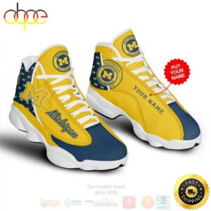 Michigan Wolverines NFL Custom Name Air Jordan 13 Shoes