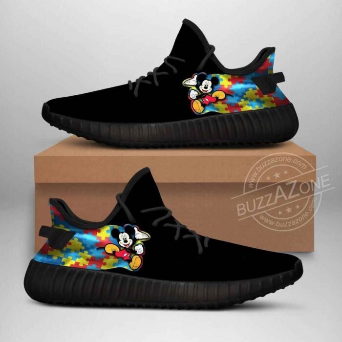 Mickey Autism Love Black And White Yeezy Boost Yeezy Shoes