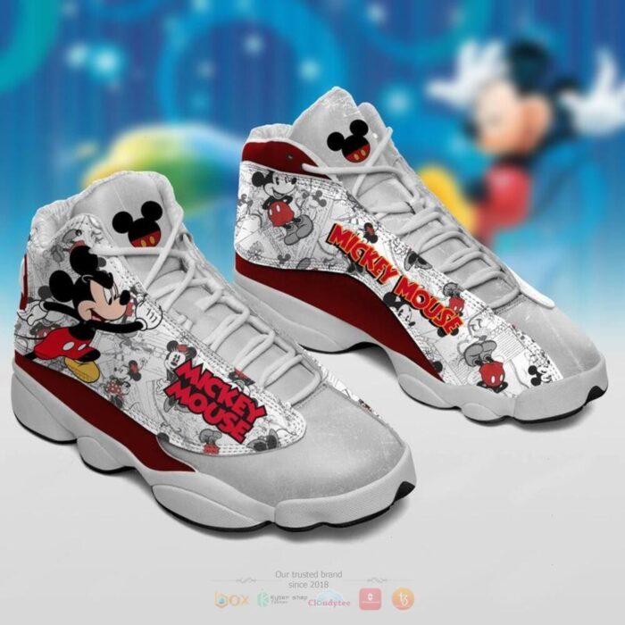 Mickey Mouse Grey Red Air Jordan 13 Shoes