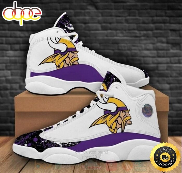 Minnesota Vikings NFL Big Logo Bling Bling Football Team Air Jordan 13 Shoes