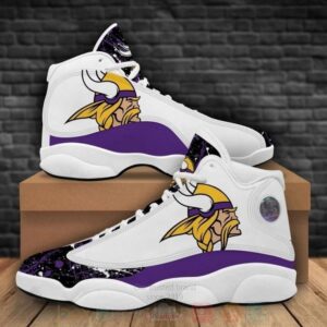 Minnesota Vikings Nfl Big Logo Bling Bling Football Team Air Jordan 13 Shoes