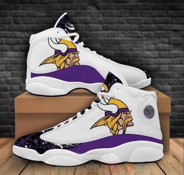 Minnesota Vikings Nfl Big Logo Bling Bling Football Team Air Jordan 13 Shoes