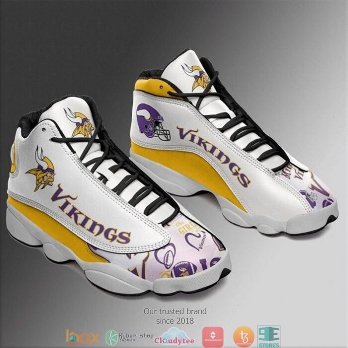 Minnesota Vikings Nfl Big Logo Football Team Air Jordan 13 Sneaker Shoes