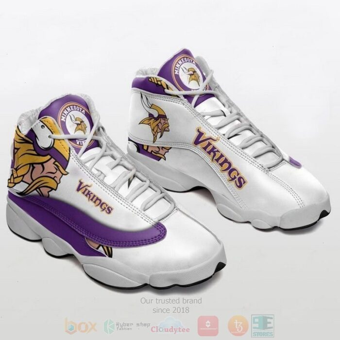 Minnesota Vikings Nfl White Purple Air Jordan 13 Shoes 2