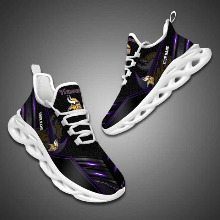 Minnesota Vikings Personalized NFL Neon Light Max Soul Shoes