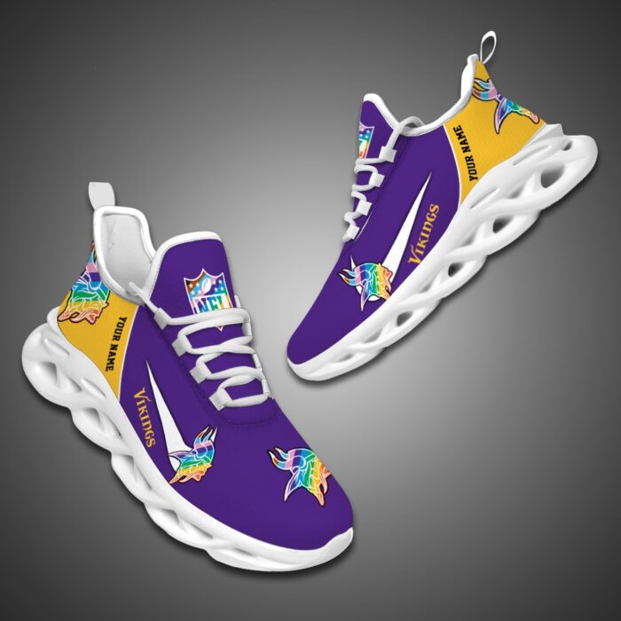 Minnesota Vikings Personalized Pride Month Luxury NFL Max Soul Shoes Ver 2