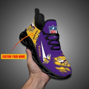 Minnesota Vikings Personalized Ripped Design NFL Max Soul Shoes