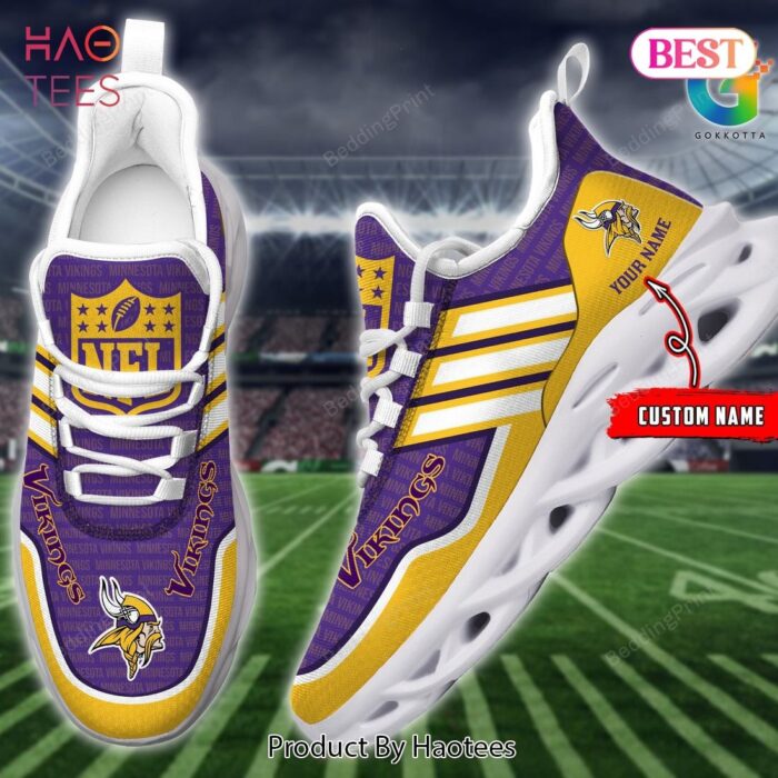 Minnesota Vikings Personalized Violet Mix Gold Max Soul Shoes