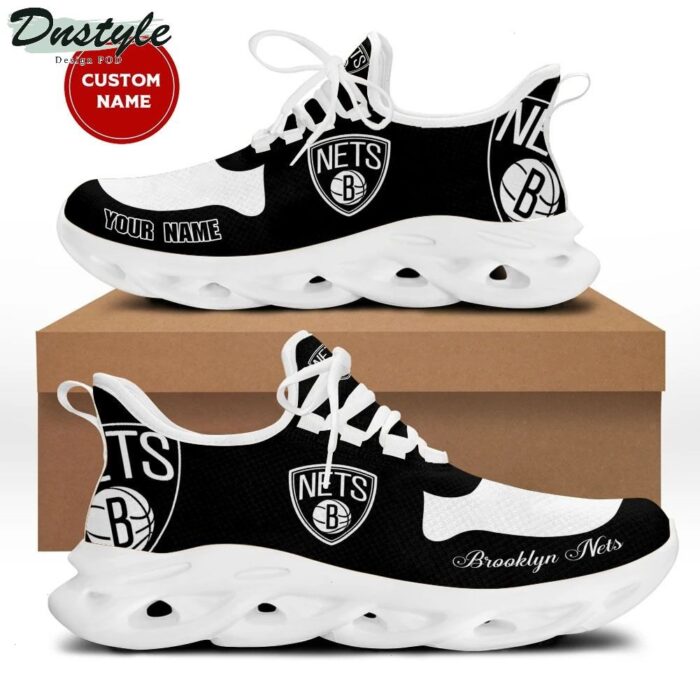 NBA Brooklyn Nets Custom Name Black Max Soul Shoes