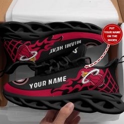 NBA Miami Heat Custom Name Black Red Max Soul Shoes