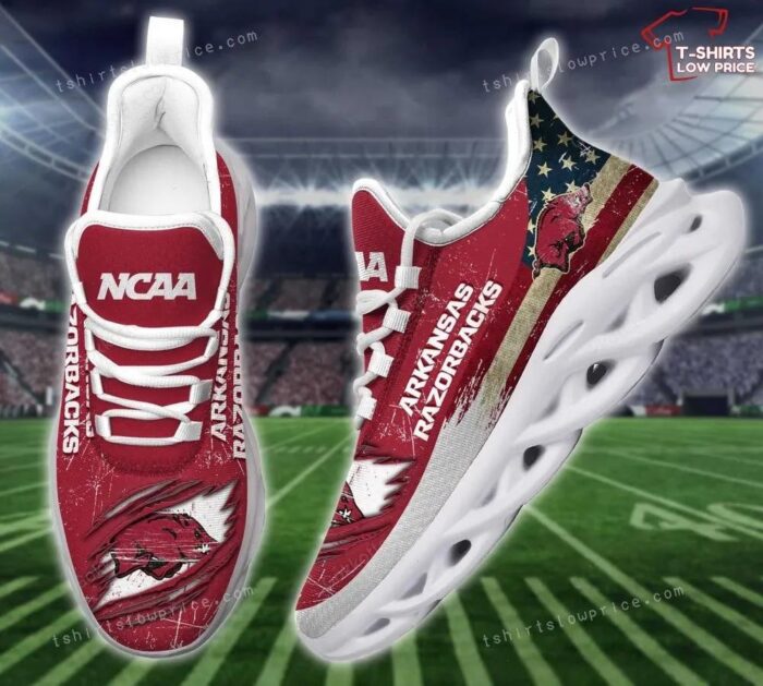 NCAA Arkansas Razorbacks American Flag Max Soul Shoes Running Sneakers