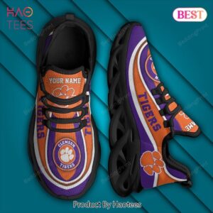 NCAA Clemson Tigers Personalized Orange Mix Violet Max Soul Shoes