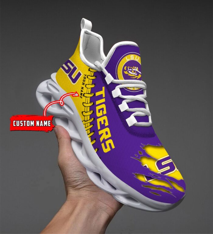 NCAA Custom name 13 LSU Tigers Personalized Max Soul Shoes