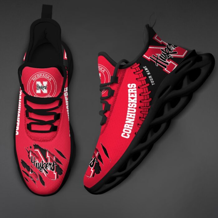 NCAA Custom name 19 Nebraska Cornhuskers Personalized Max Soul Shoes