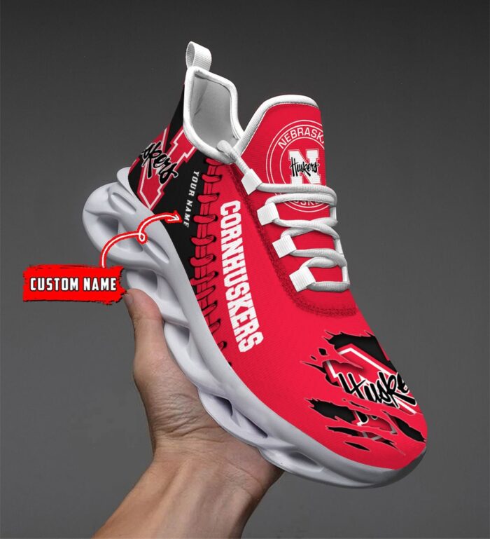 NCAA Custom name 19 Nebraska Cornhuskers Personalized Max Soul Shoes