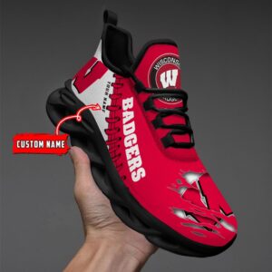 NCAA Custom name 37 Wisconsin Badgers Personalized Max Soul Shoes