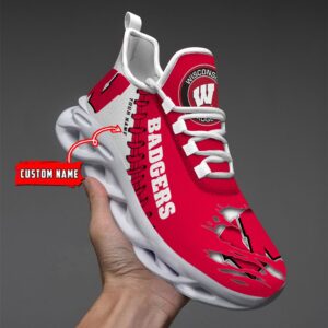 NCAA Custom name 37 Wisconsin Badgers Personalized Max Soul Shoes