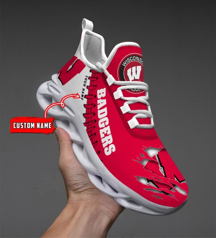 NCAA Custom name 37 Wisconsin Badgers Personalized Max Soul Shoes