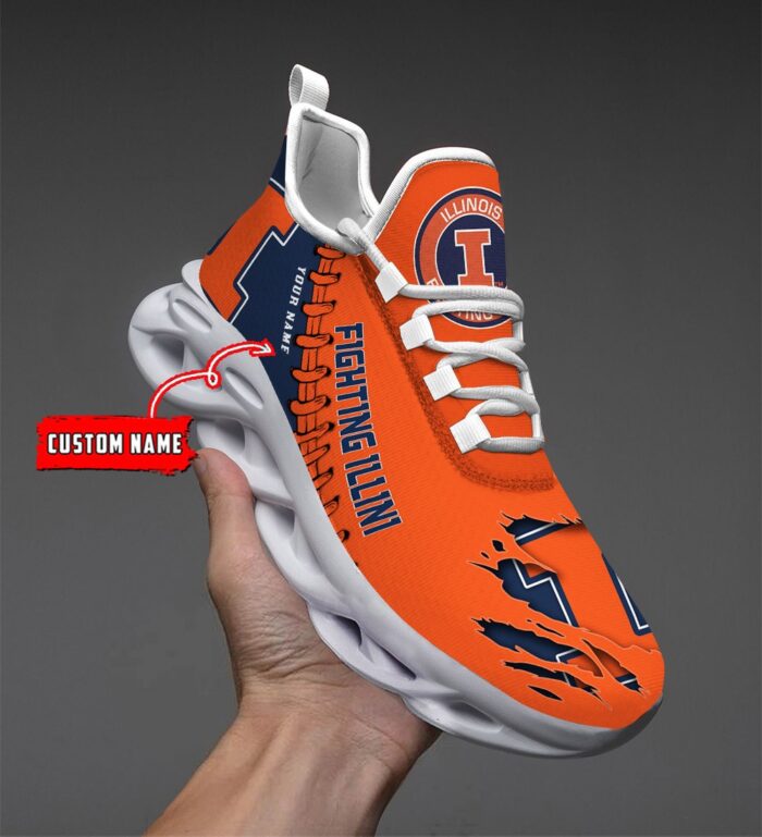 NCAA Custom name 54 Illinois Fighting Illini Personalized Max Soul Shoes