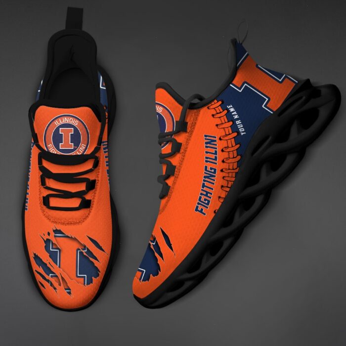 NCAA Custom name 54 Illinois Fighting Illini Personalized Max Soul Shoes