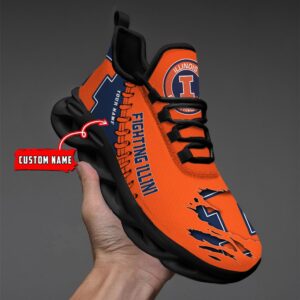 NCAA Custom name 54 Illinois Fighting Illini Personalized Max Soul Shoes