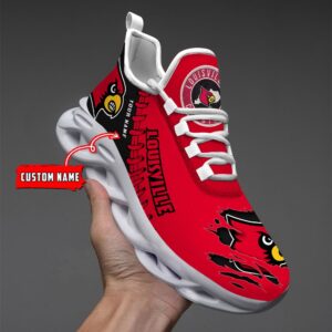 NCAA Custom name 55 Louisville Cardinals Personalized Max Soul Shoes