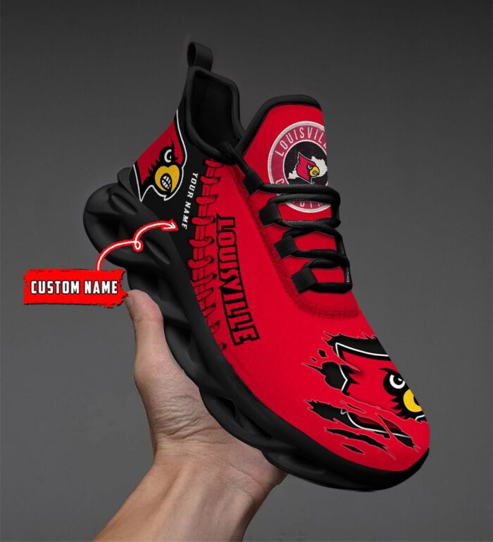 NCAA Custom name 55 Louisville Cardinals Personalized Max Soul Shoes