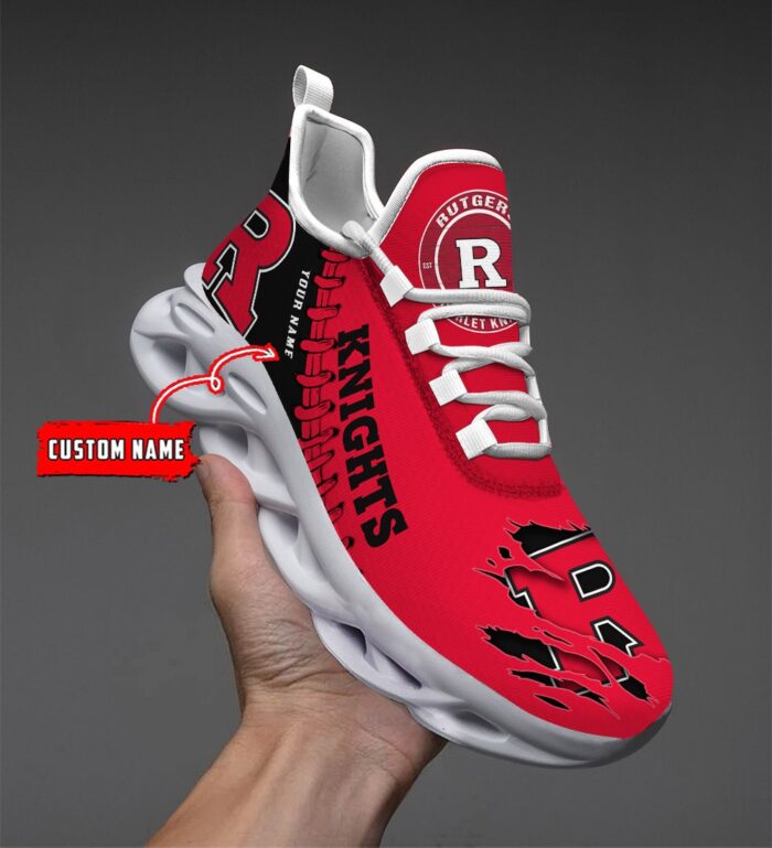 NCAA Custom name 62 Rutgers Scarlet Knights Personalized Max Soul Shoes