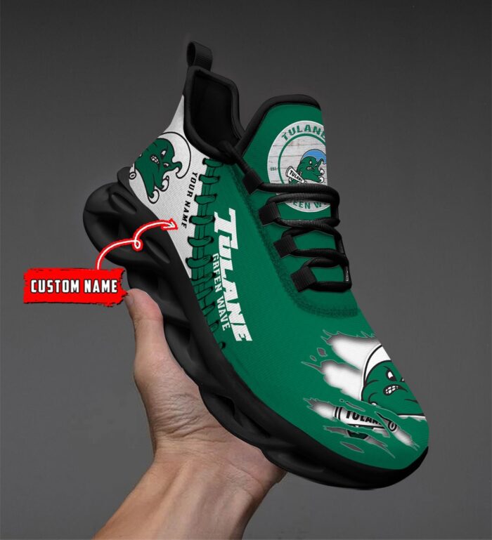 NCAA Custom name 70 Tulane Green Wave Personalized Max Soul Shoes