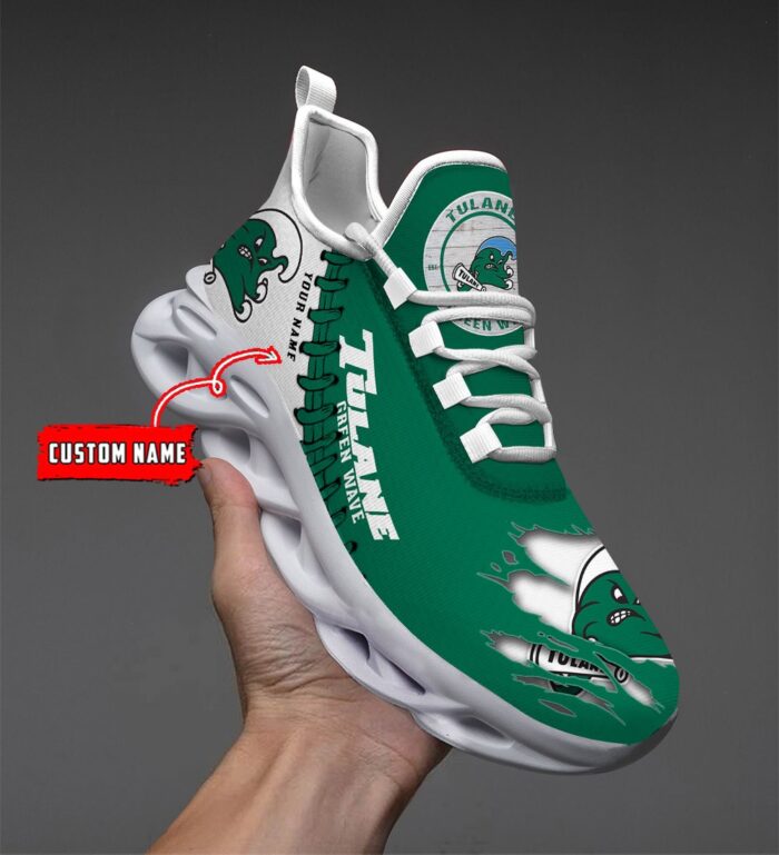 NCAA Custom name 70 Tulane Green Wave Personalized Max Soul Shoes